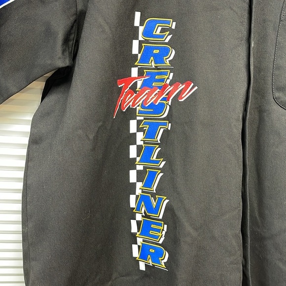 Speed Zone Race Gear Team Crestliner Boats Blue Black Button Up Shirt Size 2XL - Picture 3 of 8